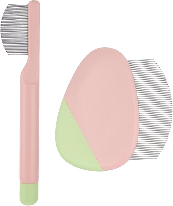 2Pcs Professional Eye Comb for Pets Stainless Steel Dog Eye Comb Gentle Facial Combs for Dogs & Cats Stress-Free Tear Stain Dirt and Debris Remover Comfortable Grip for Daily Pet Grooming