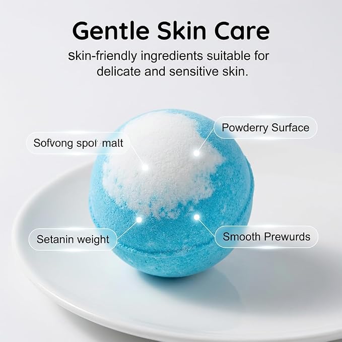 2026 New Bath Bombs Gift Set, Ocean Toy Bath Salt Ball Sleeve Box Bath Bombs, Bath Bombs with Surprise Inside, Colorful Bubble Bath for Kids Safe, Best Birthday and Party (Blue)