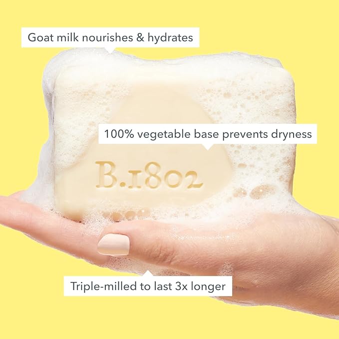 Beekman 1802 Goat Milk Soap – Moisturizing Hand & Body Soap Bar with Shea Butter & Botanical Oils, Triple-Milled, Non-Drying, Made for Sensitive Skin, Sunshine Lemon 9 oz