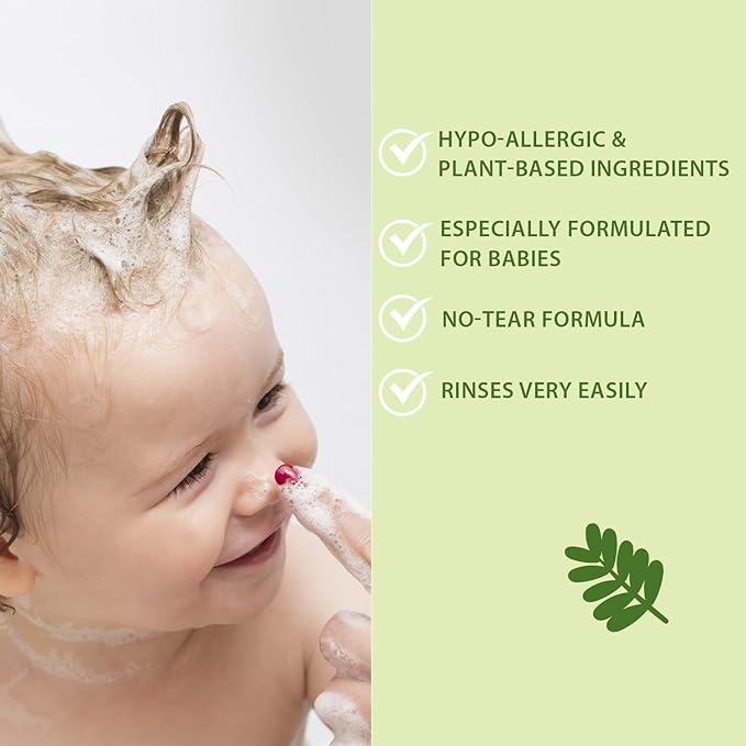 WBM Baby Care 3-in-1 Baby Shampoo, Body Wash & Conditioner, Care From Nature,100% Plant-Based, No Tear Formula, Safe on Babies Skin, Kids Shampoo 300 ml/ 10 fl. Oz