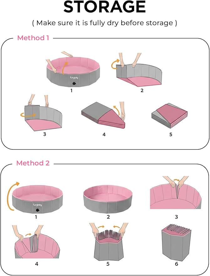 Furrybaby Dog Pool, Kiddie Pool with Hard Plate Collapsible Pet Bath Foldable Swimming Pet Pool Portable Pink 39''