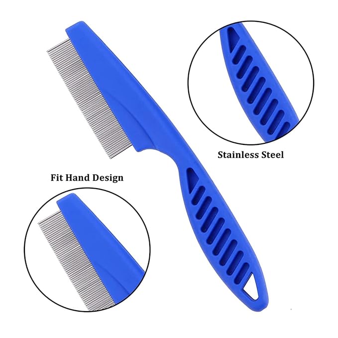 Flea Comb with Rounded Metal Teeth Durable Pet Tear Stain Remover Combs