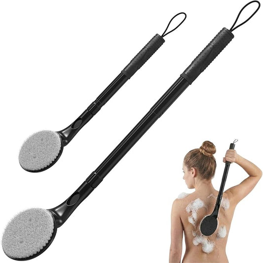 Long Handle Back Scrubber for Shower, 25.7” Telescopic Anti-Slip Bath Brush, Easy Reach Back Cleaner for Exfoliating Dead Skin, Great for Elderly, Disabled & Hard-to-Reach Areas