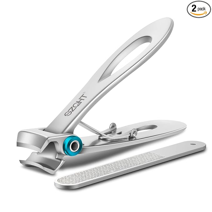 Ultra Wide Jaw Opening Nail Clippers Set, Toenail Clippers for Thick Nails, Heavy Duty Nail Cutter, Stainless Steel Toe Nail Clippers for Seniors, Men & Women Manicure,Pedicure,Big(Sliver)