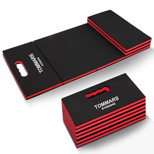 TOMMARS Heavy Duty Foldable Kneeling Pad 44.88", Thick Foam Work Mat with Handle & Tool Pockets, 5-Fold Mechanic Kneeling Pad Waterproof Non-Slip for Garage, Automotive Repair & Workshop | Five 15.35 x 7.48 x 0.9-Inch Panels, High-Density Foam, Tool Po...