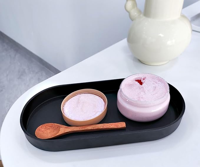 Black Small Oval Tray (11.8 inch), 3 Pack, Countertop Organizer | for Kitchen Counter, Bathtub Bathroom Vanity Items, Coffee Accessory, Bar, Serving Seasoning, Salt and Pepper, Soap.