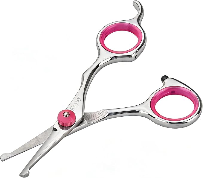 Fcysy 4.5 Inch Dog Grooming Scissors with Safety Round Tips (4.5 IN Cherry)