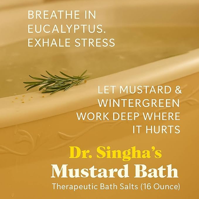 Dr. Singha's Mustard Bath Soak – Aromatherapy Bath Salts with Mustard Seed & Essential Oils for Muscle Relaxation, Stress Relief & Soothing – Epsom Salt Alternative, 16 oz