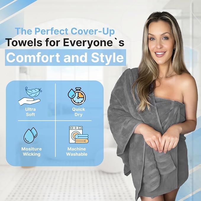 Infinitee Xclusives 100% Cotton Luxury Bath Towels Set of 2 (27x54 Inches) (Charming Grey, Bath Towels - Pack 2)