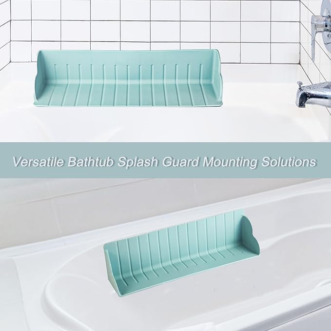Bathtub Splash Guard, Kids Bath Toy Shelf Spill-Proof Bathtub Tray Kitchen Sink Organizer Waterproof Barrier Suction Cup