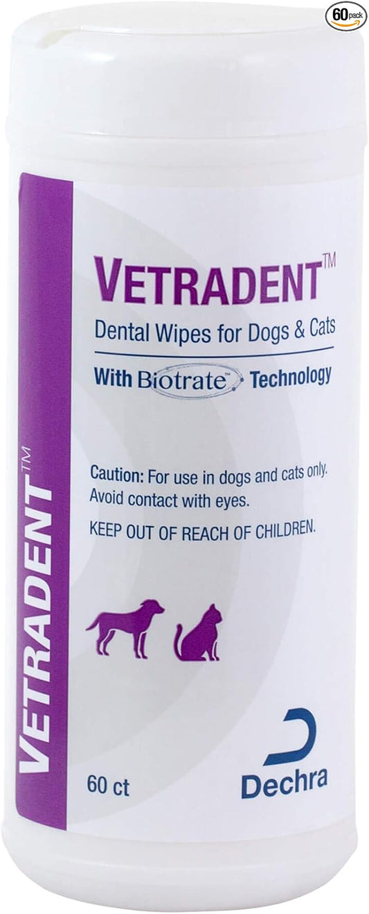 Vetradent Dental Wipes, 60 ct