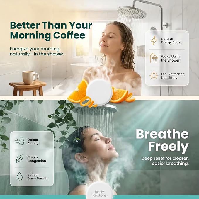 BodyRestore Shower Steamers Aromatherapy, Gifts for Women, Bloom 6 Pack | Birthday Gifts for Women, Men, Mom & Dad, Spa Stress Relief & Relaxation, Self Care, Essential Oil Tablets
