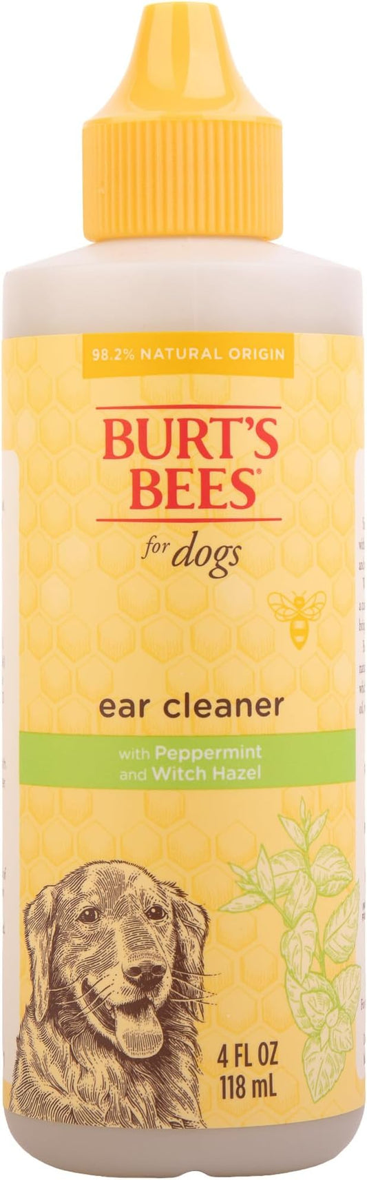 BURT'S BEES FOR PETS Ear Cleaner for Dogs with Pepeprmint and Witch Hazel, 99.7% Natural Origin Formulas, Dog Ear Cleaner, Ear Cleaning Solution for Dogs, 4 oz