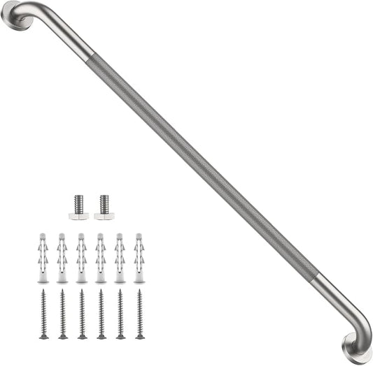 42 Inch Anti-Slip Grab Bar, ZUEXT Brushed Nickel Extra Long Stainless Steel Bathroom Safety Assist Handle w/Knurled Grip, Wall Mounted Support Rail for Bathtub, Shower, Toilet Seniors Handicap Safety