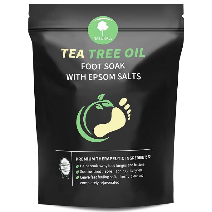 Tea Tree Oil Foot Soak with Epsom Salt, Foot Bath Salt for At-Home Pedicure, Refreshing Foot Soak for Tired Feet, Botanical Oil Blend, 16 oz