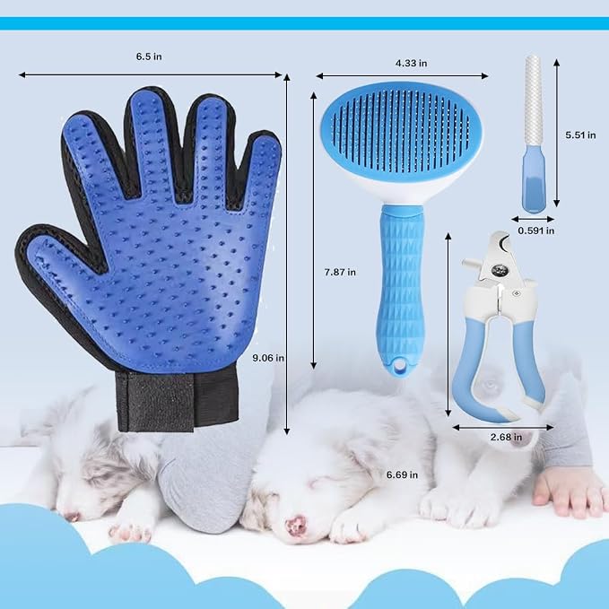 Rollup Cat Gloves, Pet Nail Clippers, Nail Grinders, Brush Removal, Multi-Functional Pet Care Tool Kit