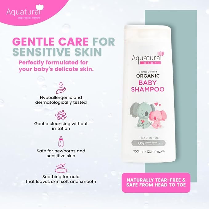 Organic Baby Shampoo, 10.14 Fl Oz | Plant-Based, Vegan & Gentle, Moisturizing, For Newborn and Toddler, Suitable for All Skin Type
