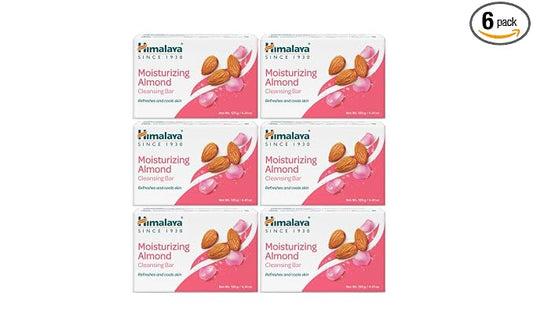 Himalaya Moisturizing Almond Cleansing Bar Soap, Almond Soap Bars for Face and Body, Face Soap Bar, Face Wash Bar, Bath Soaps, Soft Skin, Moisturize Skin, Revitalize and Rejuvenate, 4.41 oz, 6 Pack