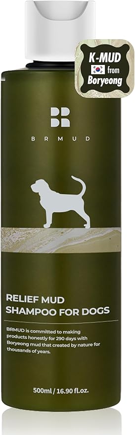 BRMUD Relief Mud Shampoo for Dogs | Soothing, Hypoallergenic, Tearless Deodorizing Dog Shampoo w/Nourishing Extracts | for Dogs & Puppies (16.9 fl oz)