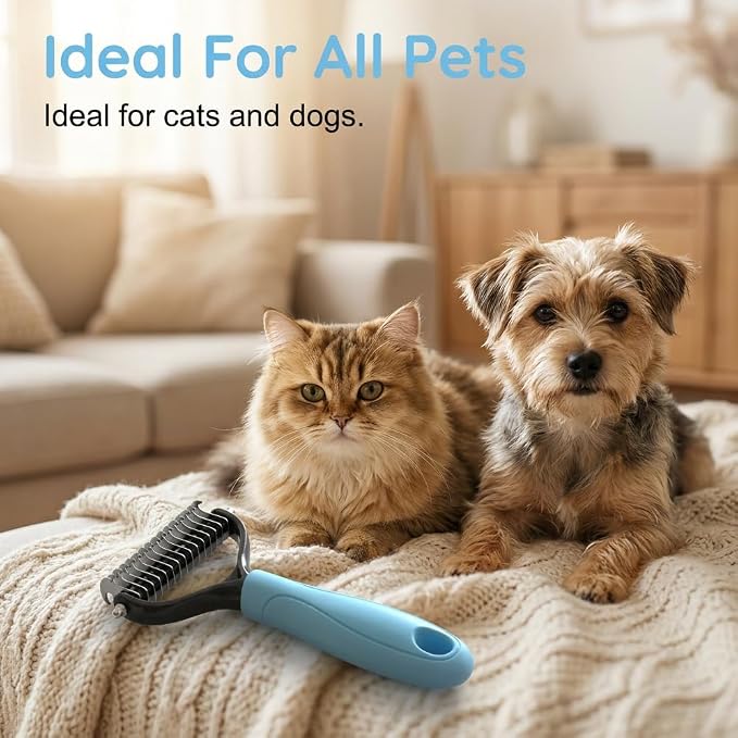 Pet Grooming Tool, 2026 New Undercoat Rake Deshedding Brush for Dogs & Cats, Double Sided Dematting Comb for Detangling Long Matted Fur (Pink, Small)