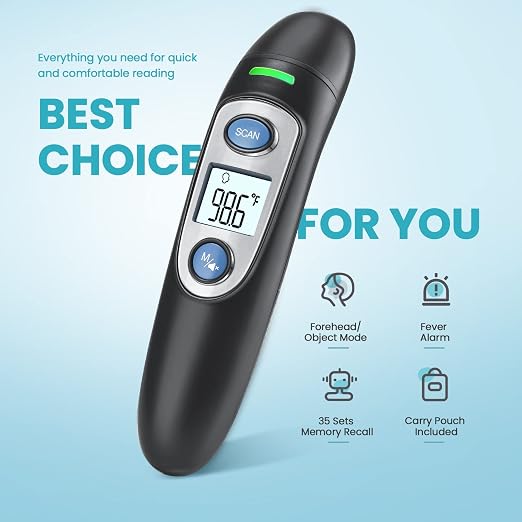 Infrared Thermometer for Adults,Forehead and Ear Thermometer for Fever, Babies, Children, Adults, Indoor and Outdoor Use