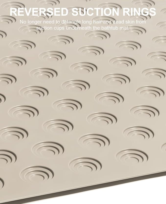 OTHWAY Bathtub Mat Non Slip, 39X16 inch Bath Mat for Tub, Machine Washable Bath Tub Mats with Reverse Suction Cups, Comfortable Rubber Bathtub Mat for Bathroom (Brown)