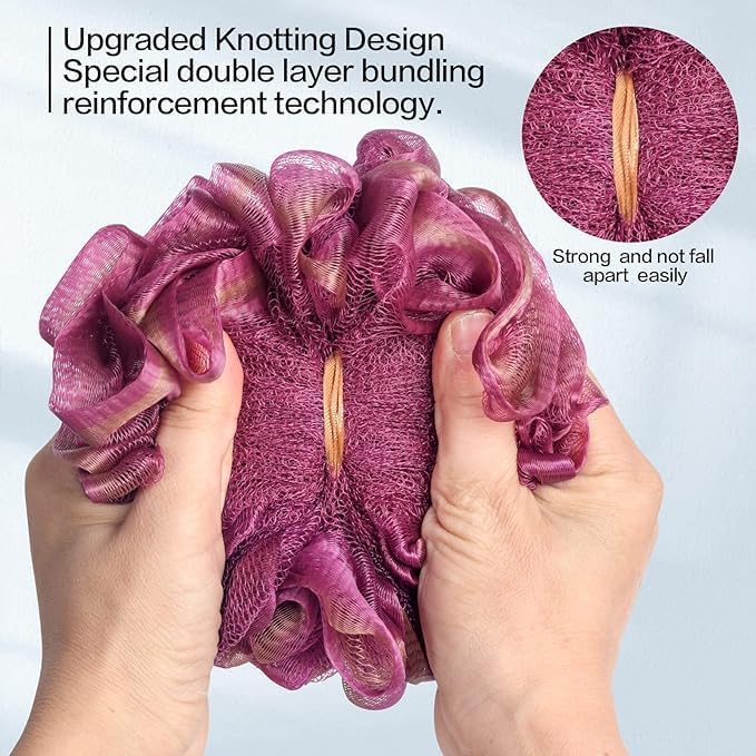 Fishent 60g Loofah Bath Sponge, 4 Pack Shower Loofahs Soft Mesh Pouf Shower Puffs Loofa Exfoliating Body Scrubber Ball for Men and Women