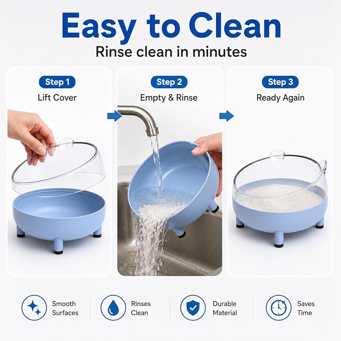Meow&Woof Hamster Sand Bath Container, Large Sandbox Toilet Gerbil Batheoom, Tiny Chinchilla Dust Bathtub Sand Bath Box for Hamster Cage Accessories 5.2 Inch - Blue