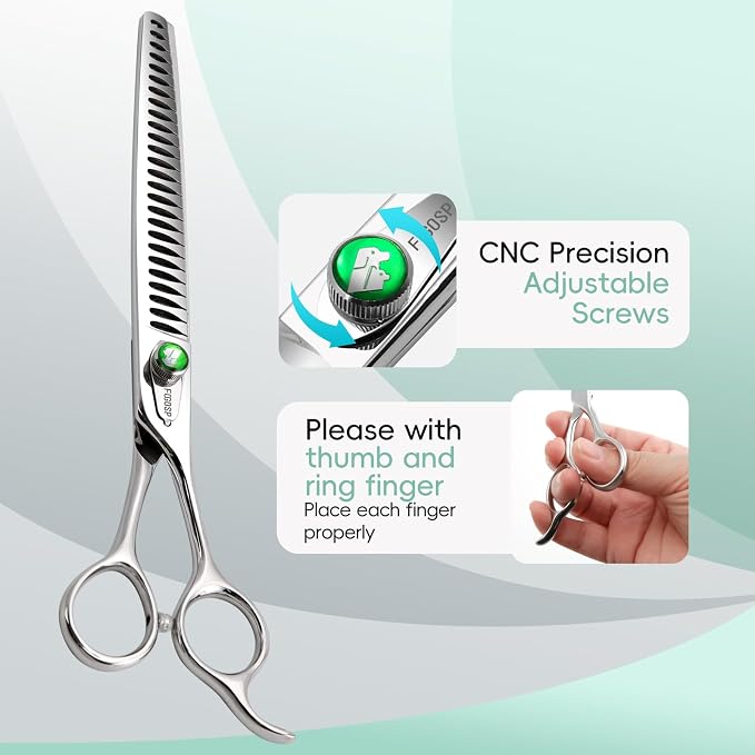 Professional Thinning Shears for Dogs 8 inch Dog Grooming Scissors for Pet Long Chunkers Shears Japanese 440C 70% Thinning Rate 24 Teeth