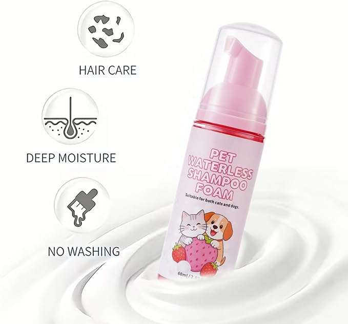 Rabbit Shampoo - 60ml Waterless Guinea Pig Cleaning Mousse | Small Pets Grooming Mousse for Rabbits, Cats, Dogs, Kittens, Puppies, Hedgehogs, Hamsters, Sugar Gliders, Indoor/Outdoor Home Use