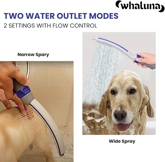 Dog Shower Sprayer with 8ft Hose – High Pressure Dog Shower Attachment for Bathing & Grooming – Pet Shower Hose Sprayer with Indoor/Outdoor Adapters