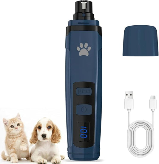 Dog Nail Grinder with 2 LED Lights, Upgraded 2-Speed Rechargeable Pet Nail Trimmer Quiet for Paw Grooming, Powerful Painless Nail Clipper Kit for Small, Medium, Large Dogs & Cats