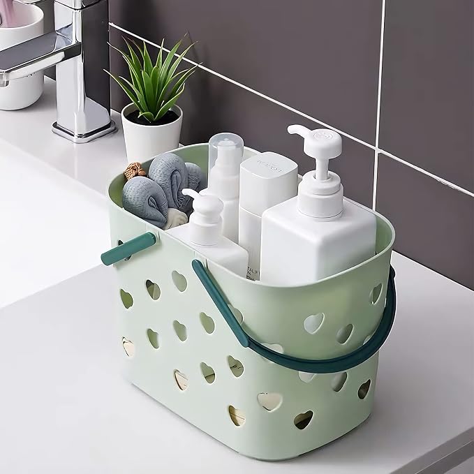 Portable Shower Caddy with handle Plastic Shower Basket Organizer, Green | Bathroom Caddy Storage Tote Cleaning Supply Caddy for College Dorm, Kitchen, Pantry, Garage