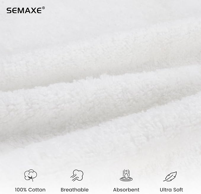 SEMAXE 12-Pack White Cotton Hand Towels for Bathroom with Hanging Loops | Sink-side towels for drying hands and face, ideal for bathrooms, guest baths, powder rooms, OEKO-TEX certified, easy care