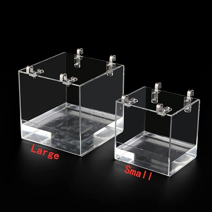 GURECOD Hanging Bird Bath Cube Bird Bathtub Bath Shower Box Bowl Cage Accessory for Little Bird Canary Budgerigar Parrots Crested Myna Cockatiel Lovebird Parakeet Bath (Small)