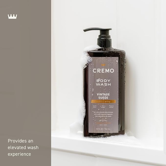 Cremo Rich-Lathering Vintage Suede Body Wash for Men, 32 Fl Oz (Pack of 2)