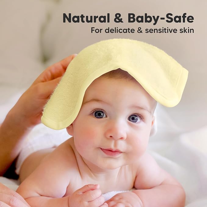 6-Pack Baby Washcloths, Soft Absorbent Washcloths for Face, Body (Sunshine) | Viscose from Bamboo Washcloths, Baby Towels, Newborn, Kids, Toddlers, Infant, Gentle on Sensitive Skin, 10x10, Reusable
