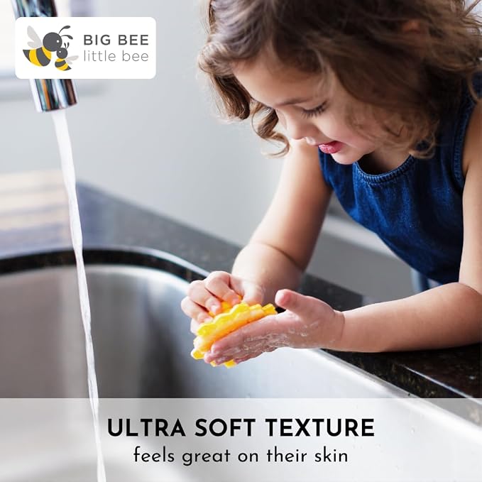 Big Bee, Little Bee - Kids Original ScrubBEE, 100% Silicone Childrens Bath Scrubber, Promotes Effective Independent Hand & Body Washing, As Seen on Shark Tank (Hibiscus)