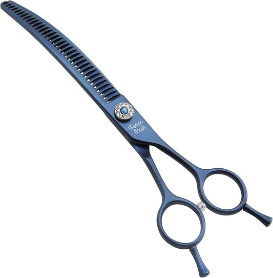 Professional Dog Grooming Scissors Pet Curved Chunker Shears 7.0'' Extremely Sharp Blades 440C Steel Thinning Scissors Durable Smooth Motion&Fine Cut for Dogs and Cats
