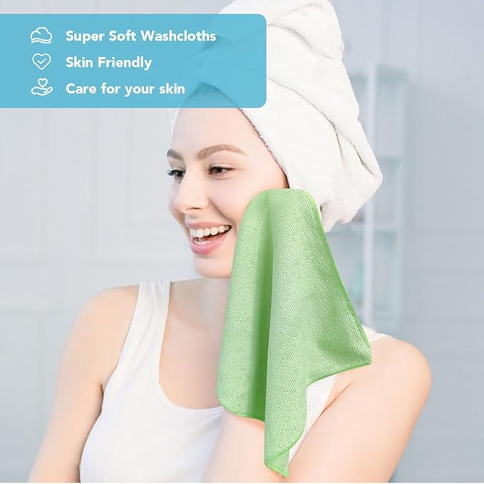 Orighty Washcloths, 5 Pack Microfiber Face Towels, Highly Absorbent and Soft Feel Wash Cloths & Hand Towels for Bathroom, Hotel, Spa, and Gym, 11.5x11.5 Inch, Multicolor