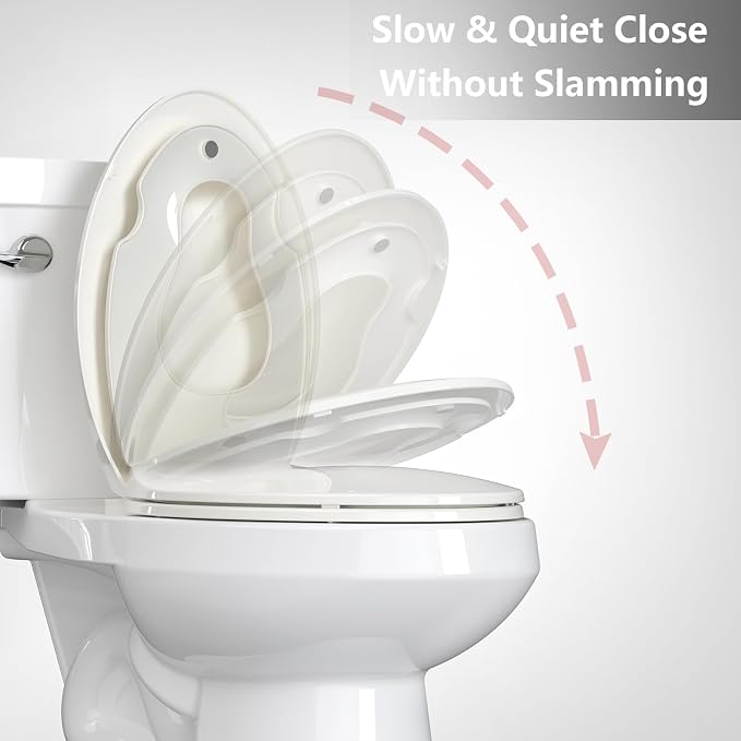 Garvee Toilet Seat with Potty Training Seat Built-In, Elongated Fit, Soft Close Lid, Slow Close Noiseless Design, American Standard Compatible