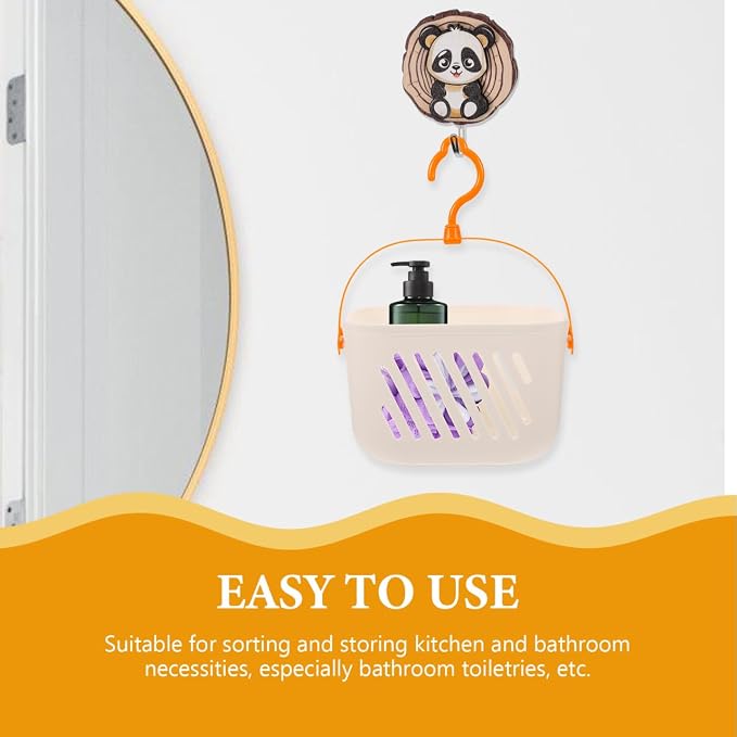 DOITOOL Kitchen Hanging Basket with Hook Plastic Storage Organizer for Shower Bathroom and Kitchen Rotatable Hook and Drainage Design for Ginger Garlic Vegetable Storage 9X5.5X5 Inches