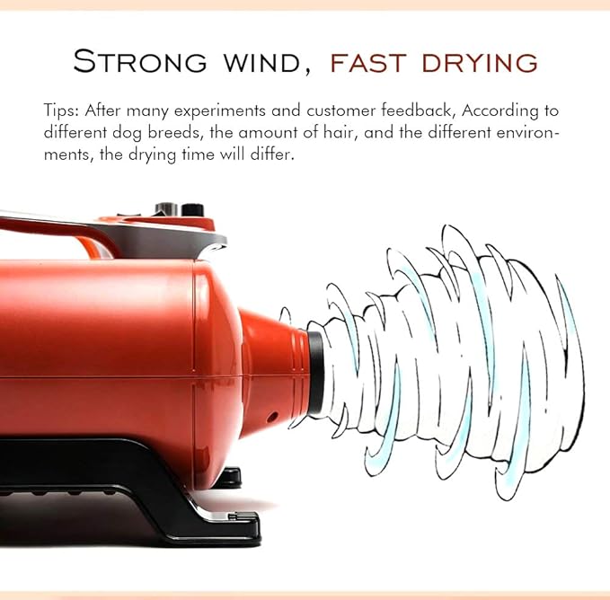 shernbao High Velocity Professional Dog Pet Grooming Hair Drying Force Dryer Blower 6.0HP (DHD-2400F) | 6.0HP powerful blower force dryer, professional pet hair drying machine for dogs, orange color, model DHD-2400F