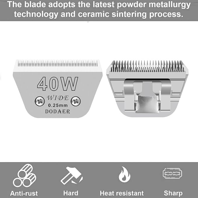 for Andis Wide Blades for 40W Dog Grooming Blades Compatible with Oster A5,Wahl km10 Dog Clippers for Horse Dog Cat Animals,Stainless-Steel Blade Sharp