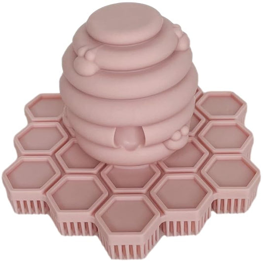 Big Bee, Little Bee - Kids Original ScrubBEE, 100% Silicone Childrens Bath Scrubber, Promotes Effective Independent Hand & Body Washing, As Seen on Shark Tank (Rose)