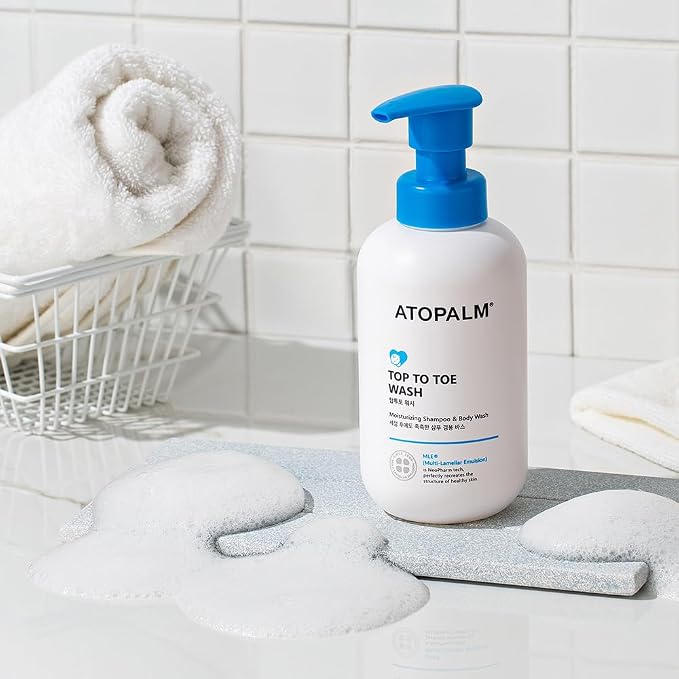 ATOPALM Top to Toe Baby Wash & Shampoo, Sulfate-Free, pH Balanced, Head to Toe Bath, 10.1 Fl Oz, 300ml | Sulfate-Free Baby Wash and Shampoo | pH Balanced Head-to-Toe Bath | Gentle Sensitive Skin Cleanser | Baby Bath
