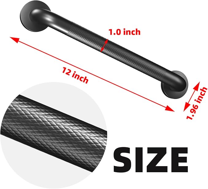 Metal Industrial Stairs Grab Wall Handrail Staircase Steps Indoor Exterior Outdoor Deck Hand Rail Safety Grab Bar Handle for Stairs Bars Wall Elderly Grab Frame Pipe (12 Inch 2 Pack Anti-Slip)