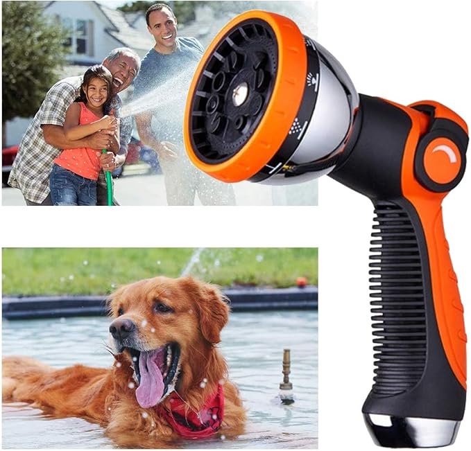 Garden Hose Spray Nozzle,10 Hose Metal Duty Watering Patterns Thumb Control On Off Valve, High Pressure Nozzle Sprayer for Plants, Car Wash,Cleaning,Showering Pets