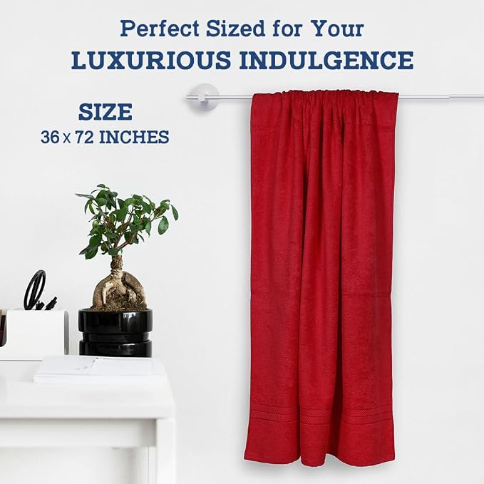 Casa Lino Bath Sheets Set Extra Large - 100% Cotton Extra Large Bath Towels - Highly Absorbent & Quick Dry Oversized Towels for Adults - 36"x72" - Pack of 2 - (Red)