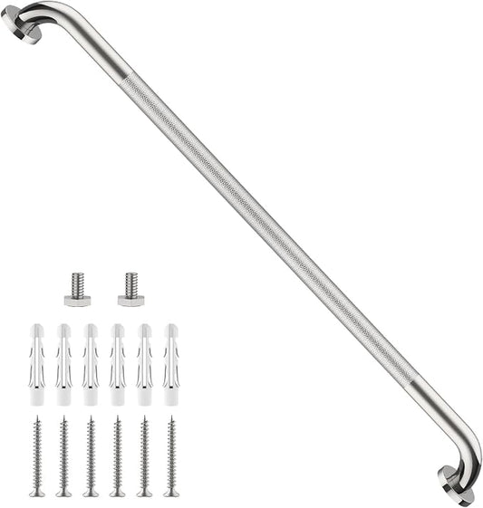 42 Inch Anti-Slip Grab Bar, ZUEXT Polished Chrome Extra Long Stainless Steel Bathroom Safety Assist Handle w/Knurled Grip, Wall Mounted Support Rail for Bathtub, Shower, Toilet Seniors Handicap Safety